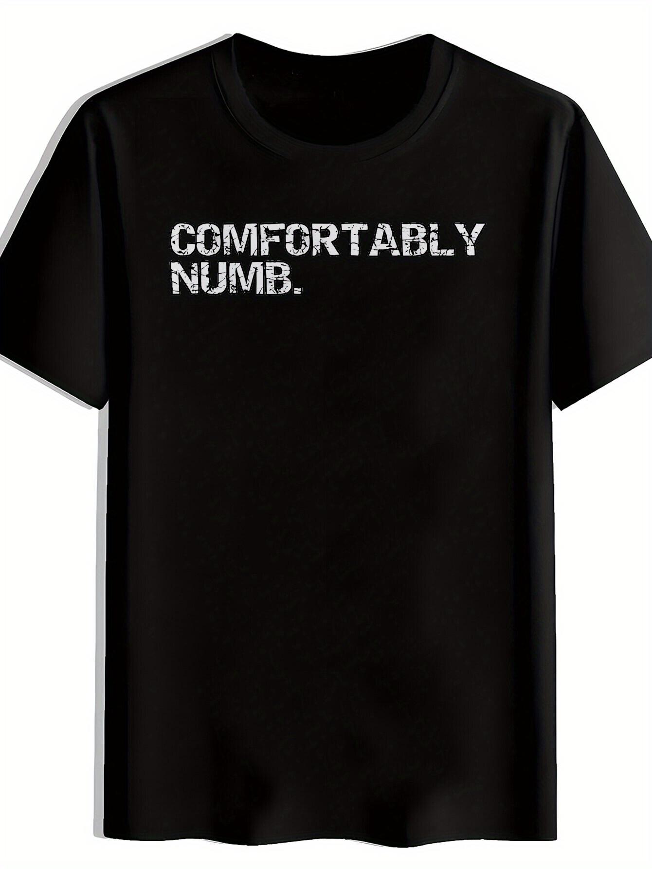 Men S Casual Round-Neck T-Shirt with Cracked Uppercase Letter Print XS