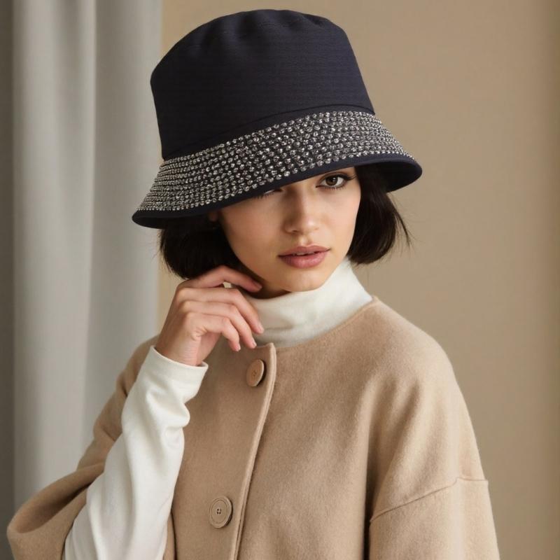 Fisherman Hat Bucket Hat for Girls Rhinestones Blingbling Hat for Sports Gym Mountain Camping Hat Outdoor Sunshade