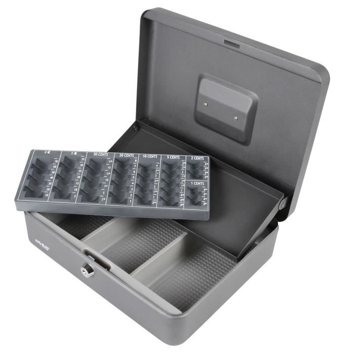 HMF 4215-09 Caisse À Monnaie, Monnayeur, Avec Euros-Compteur De Monnaie, 30 X 24 X 9 Cm, Argent