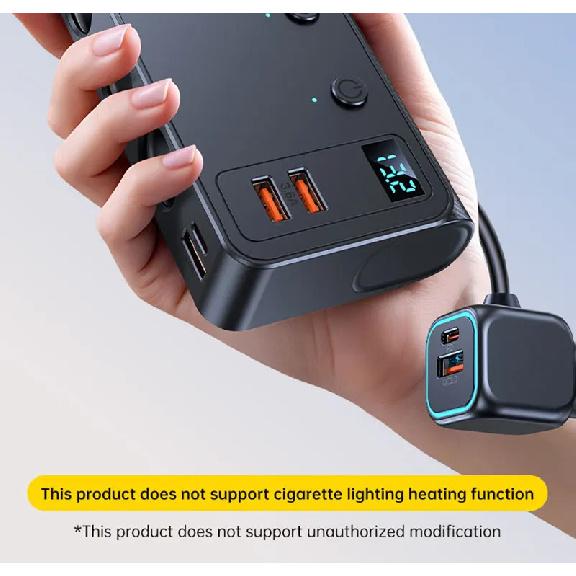 226W Car Charger Fast Charging Cigarette Lighter Split Adapter PD QC3.0 USB Voltage Display Front Rear Charge 12V 24V Truck SUV
