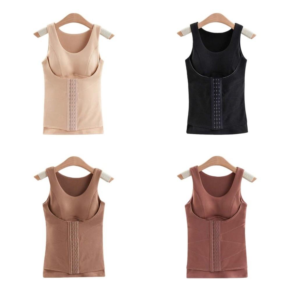 Schlankmachendes Thermoshirt mit formendem Taillenbund und gepolsterten Cups Ärmellos Samt-Fleece