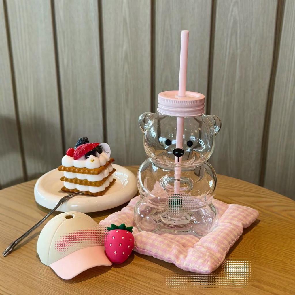 Tazza in Vetro Starbucks Bearista 591ml – Edizione Fragola Tazza Fredda a Forma di Orso, Carino Regalo per gli Amanti del Caffè meno