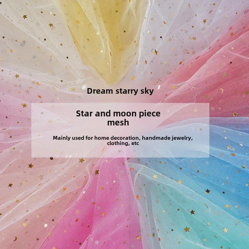 Stern und Mond Pailletten Mesh Stoff für DIY Deko-Projekte