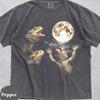 T-shirt Trois Dragons Barbus Lune, Tee Meme Drôle Vintage, Chemise Unisexe Graphique Rétro Déjanté Hurlant, Cadeau Amoureux des Reptiles, Haut Lézard