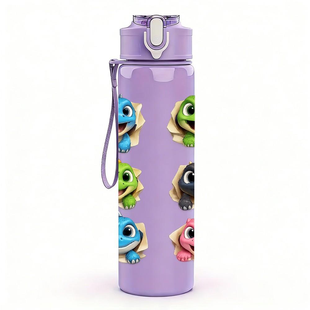1PC Cute Monster Face Collection 750ml Color Plastic Sports Water Bottle Leakproof Flip Straw Lid Suitable for Sports Office Home Use