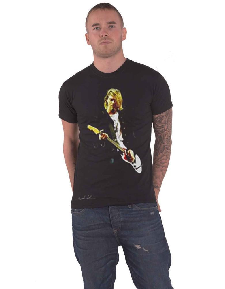 26 Kurt Cobain T Shirt Guitar Photo Colour Logo new Official Unisex Black Unisex T-Shirt L