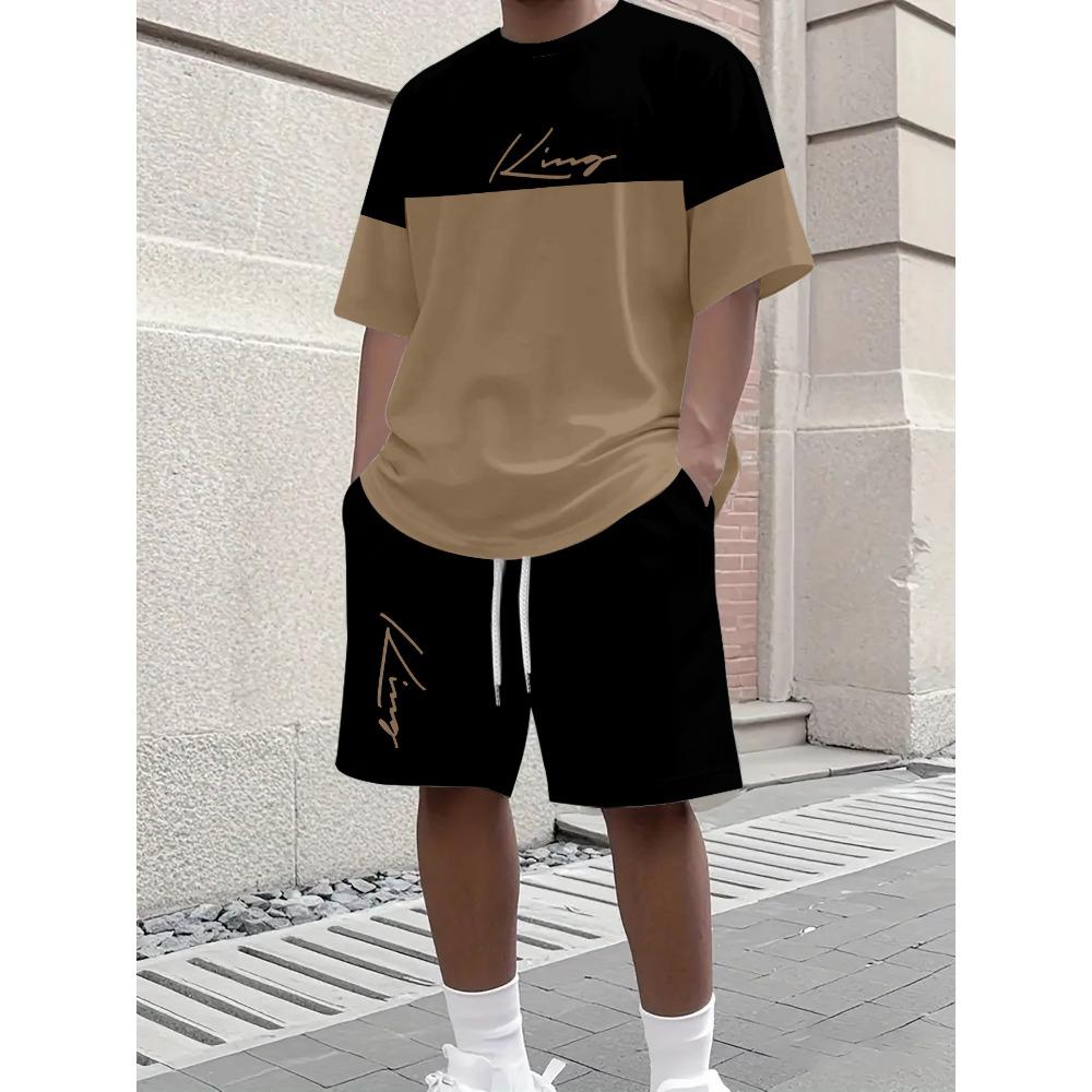 Men's Fashionable Casual Sports Trend Outdoor Round Neck Short Sleeved Set