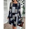 Color Block Geometric Pattern Print Long Sleeve Women's Dresses