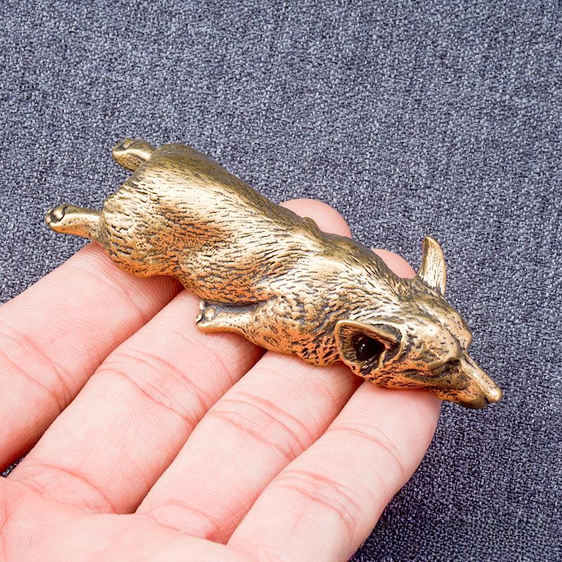 Teehaustier und Briefbeschwerer aus massivem Messing, walisischer Corgi: Kreatives Kupferfuchs-Heimornament