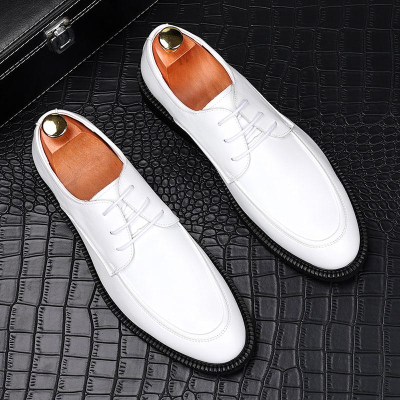 Fashion Fashion Men's Black White Lace Up Patent Leather Oxford Flats Casual Shoes Male Homecoming Wedding Dress Zapatillas Hombre