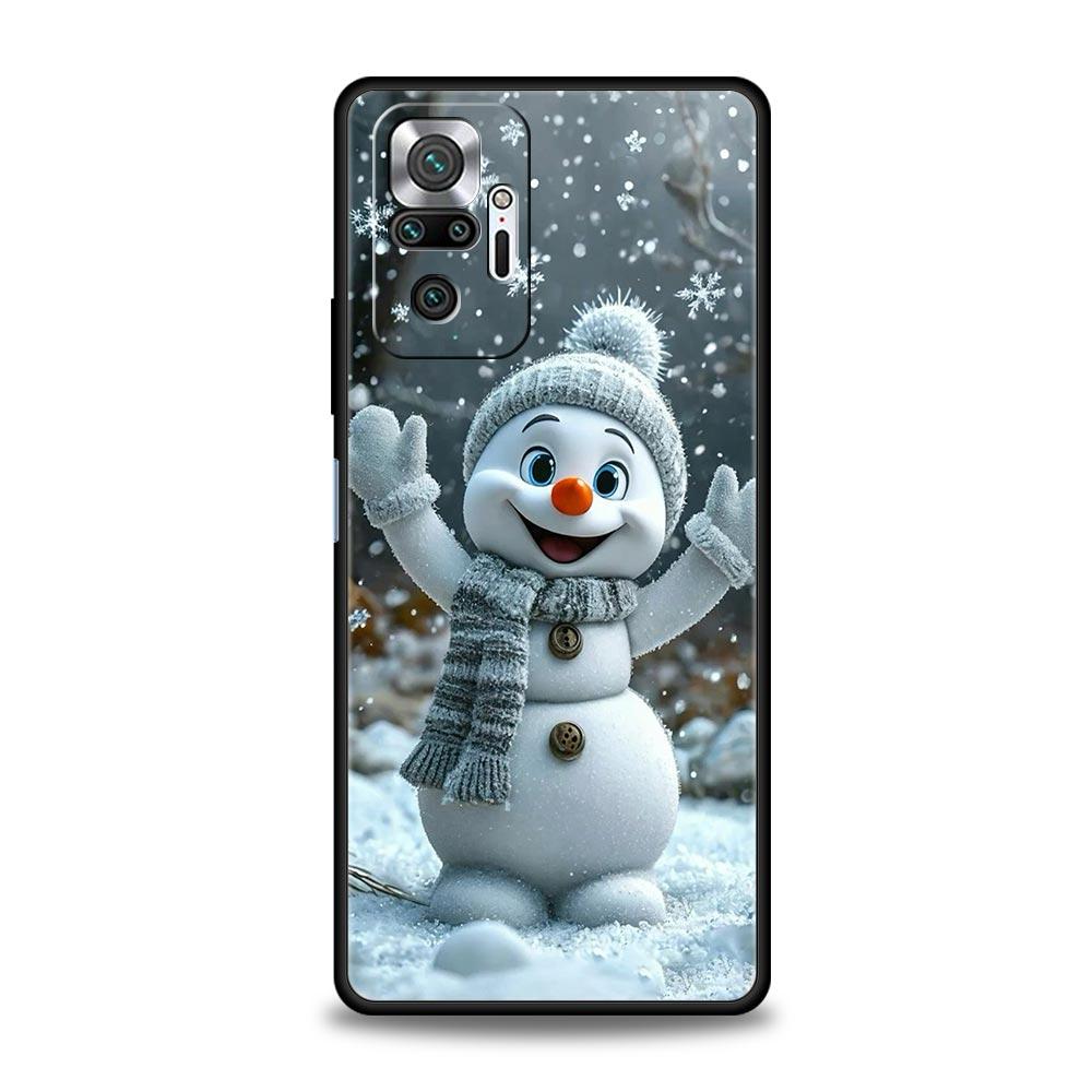 Christmas Snowman Phone Case Cover for Redmi 14C 10C Note 15 14 13 12 10 11 K40 Pro Plus 5G Shockproof Soft TPU Shell Funda Bag