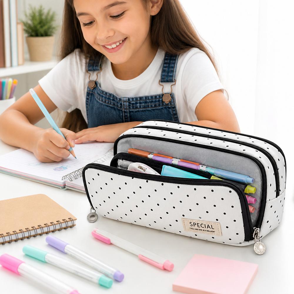 Mehrere Fächer Federmäppchen Polka Dot Federtasche Neue Schreibwaren-Tasche Schreibwaren-Aufbewahrung