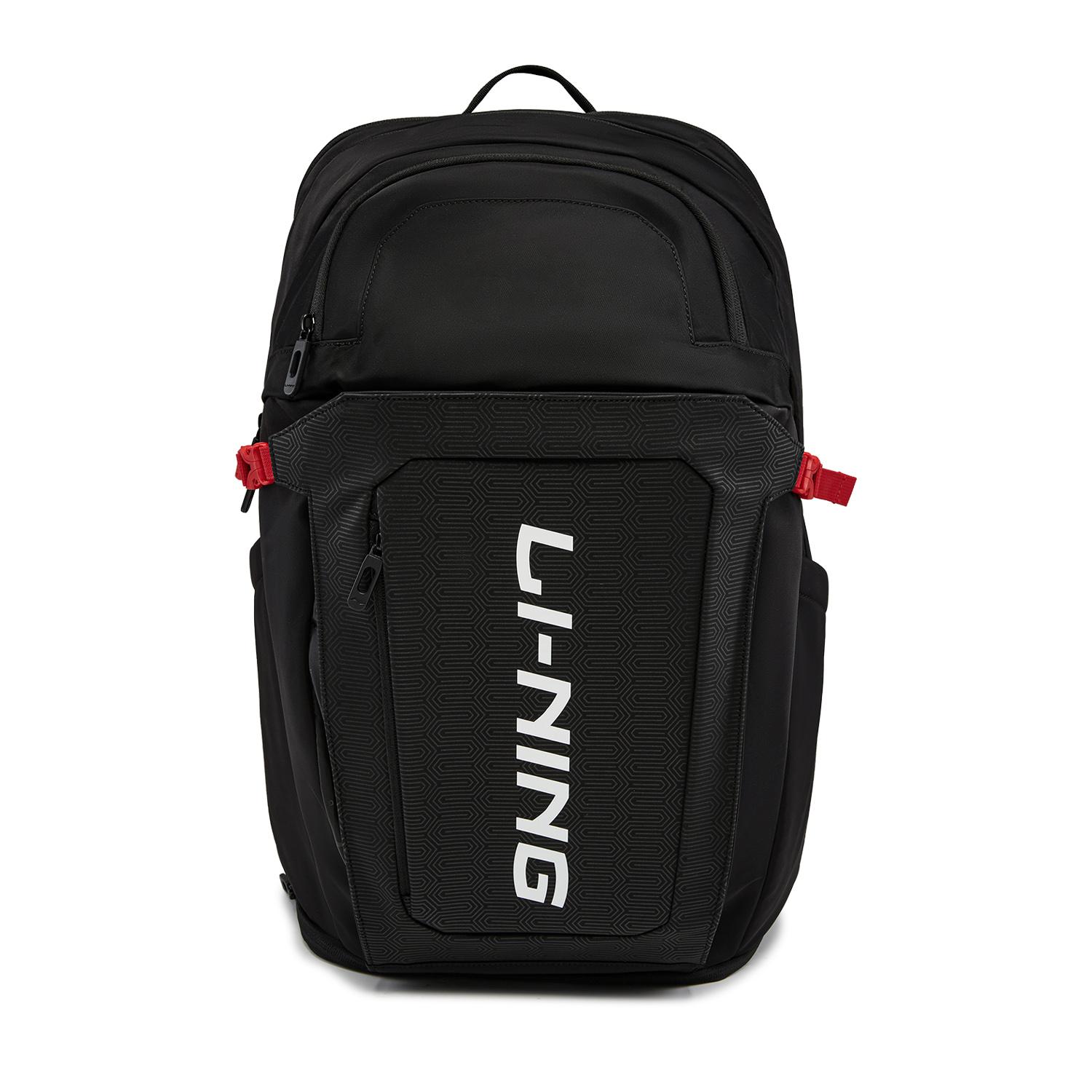 Li Ning Nylon Blend With Fine Fiber Polyurethane Synthetic Leather Backpack Men s Black ABSW187-1 24L