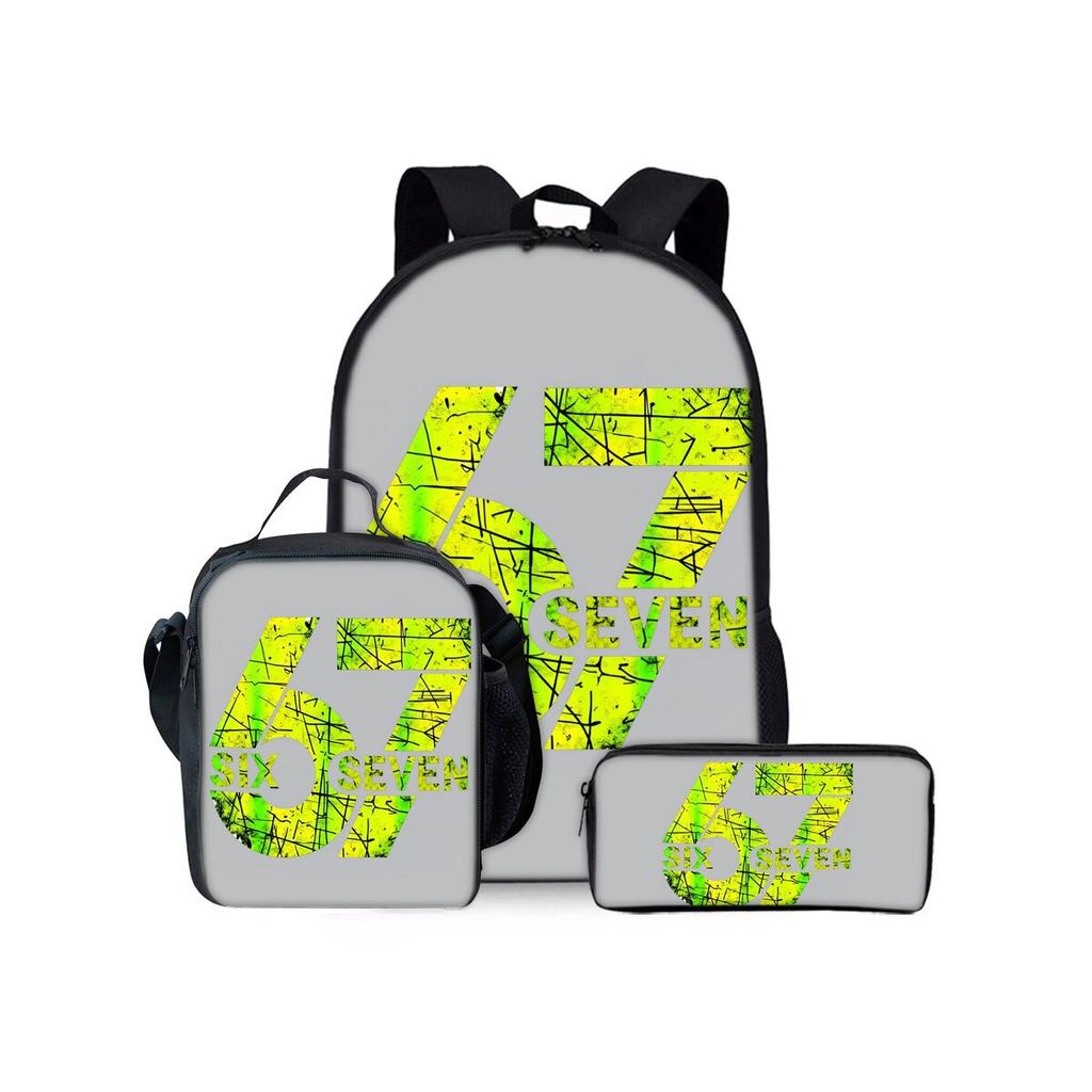 Cartoon Neuheit Seltsam Cool Zahl 6 7 3D Druck 3 Stück/Set Schüler Schultaschen Laptop Tagesrucksack Rucksack Brottasche Federmäppchen
