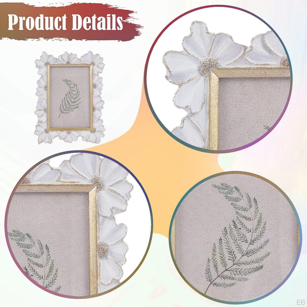 Decorative Resin Photo Frame , Vintage Holder for Classic European Ornament, Floral