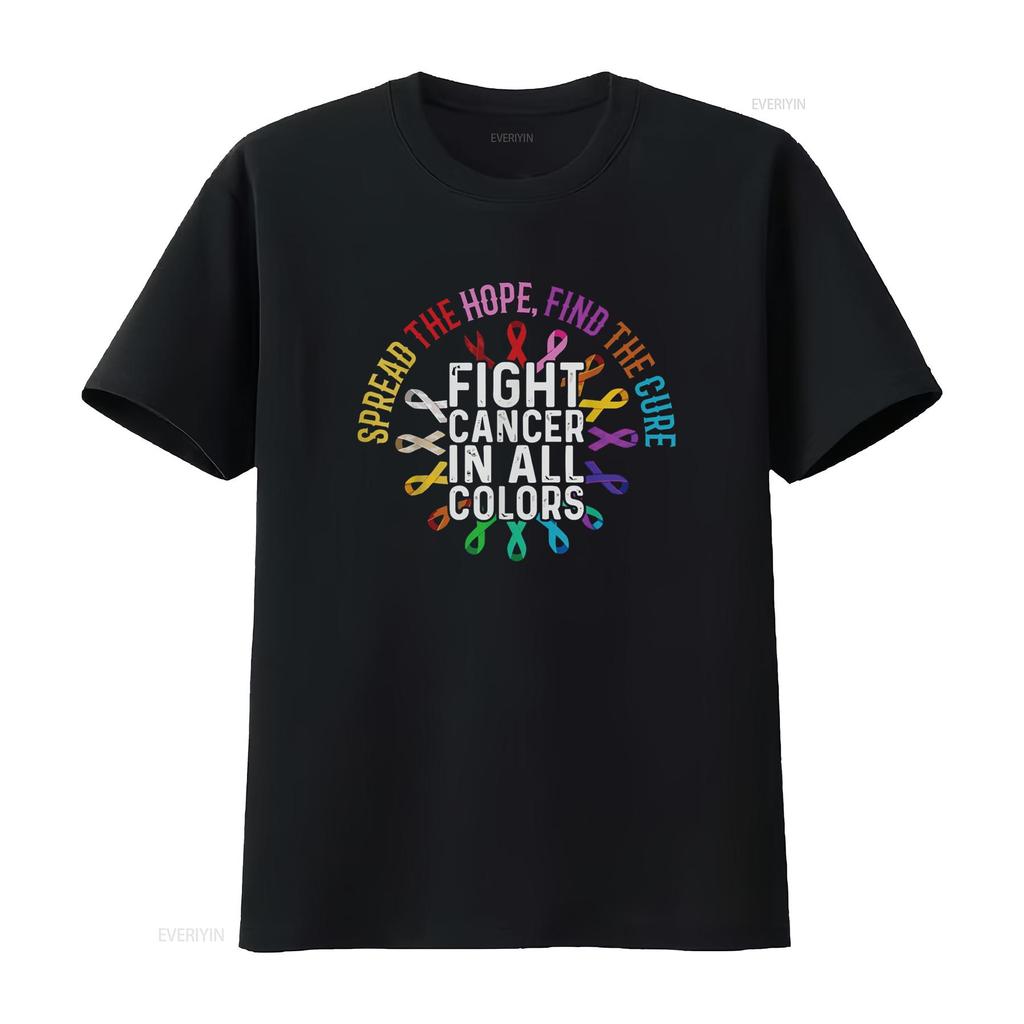 Fight Cancer In All And Every Color Ribbons Flower Heart T Shirt Vintage Washed Soft Comfortable Designer Clothes Breathable