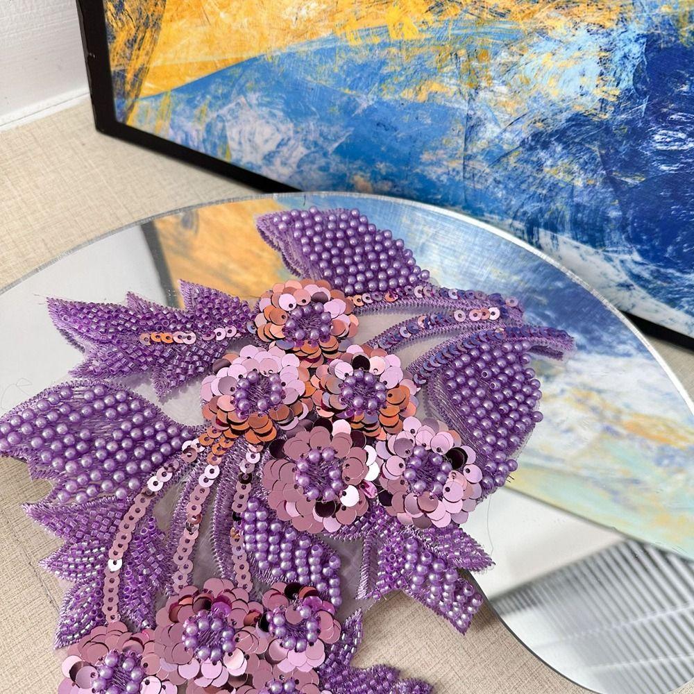 Fashion 3D Sequin Flower Patches Handmade Embroidery Embroidered Patches DIY Lace Fabric Trim Wedding Dress