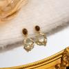 Silver Needle Tiger's Eye 925 Metal Earrings - Retro Hollow Irregular Design