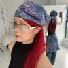 Punk Wasteland Style Hair Scarf Y2K Distressed Ripped Tube Top Tie-dye Hair Band  Streetwear