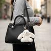 Fluffy Soft Rabbit Plush Pendant Metal Ring Rabbit Plush Key Ring Rabbit Fur Keychains  Women Girls