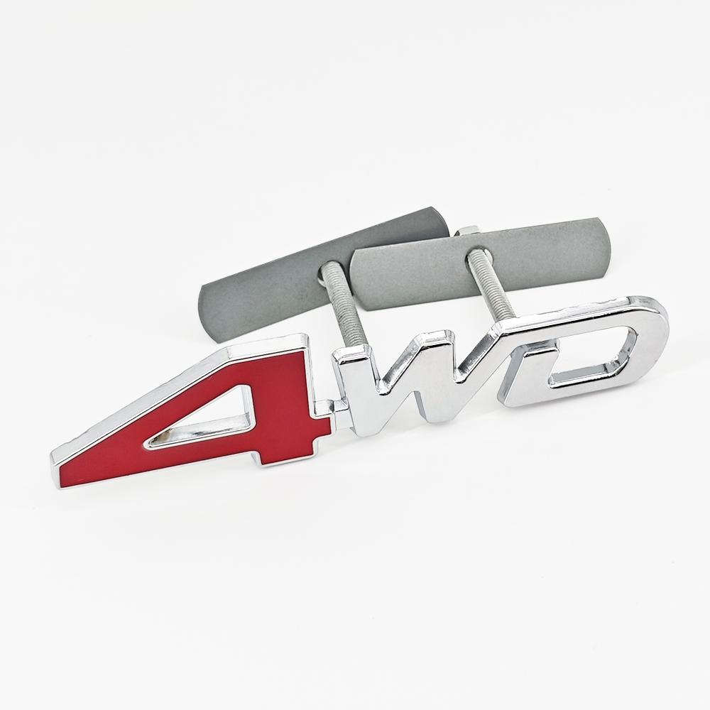3D Metal 4WD Logo Letters Grill Emblem Badge Fender Car Trunk Sticker Decal For Honda Suzuki CRV Accord Civic Toyota Accessories