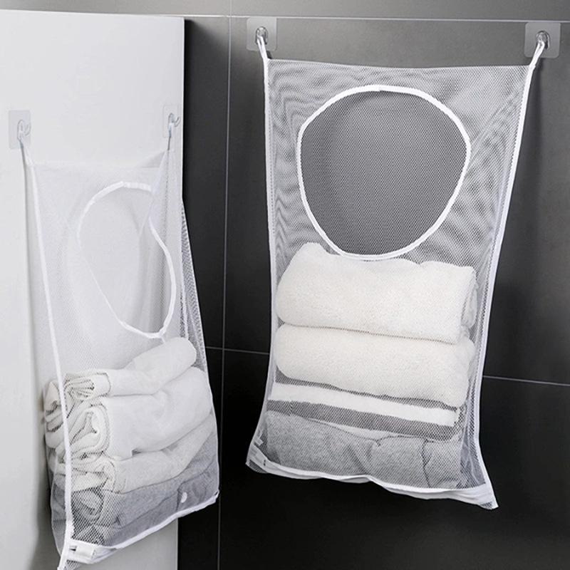 Wall-Mounted Multifunctional Bathroom Storage Bag for Clothes, Socks, Underwear, and Laundry.