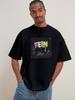 Black Cool Fisherman Print T-shirt
