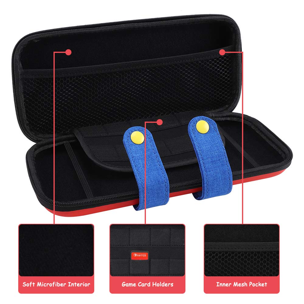 Nintendo Switch Deluxe Edition Storage Pouch Carrying Denim Travel Protective Hardshell Large Storage Bag with Soft 26 Console Pro and Shoulder Strap
