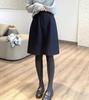 Women's Elegant A-line Wool Blend Skirt with Elastic Waist for Autumn/Winter