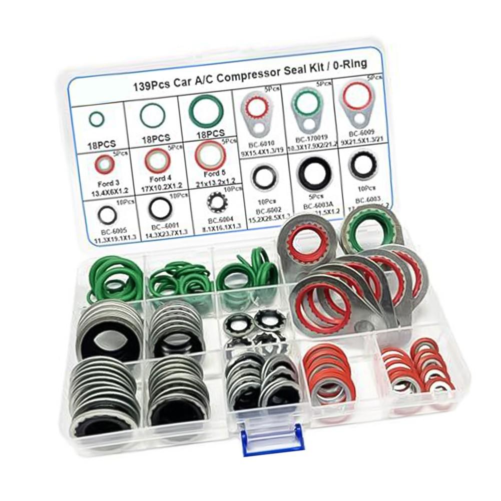 AC O Ring Kit A/C Seal Assortment Rubber Gasket Set