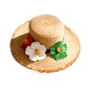 Foldable storage frangipani decorative brushed straw hat