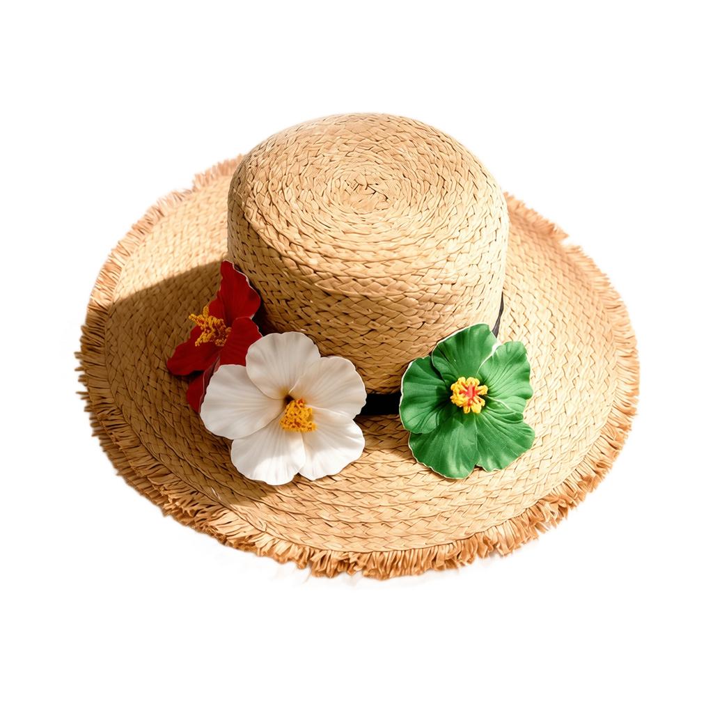 Foldable storage frangipani decorative brushed straw hat