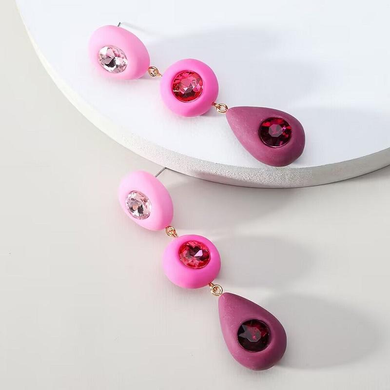 Fashion New Design Resin Acrylic Pendant Earrings For Women Big Rhinestone Drop Earrings Jewelry Accessories