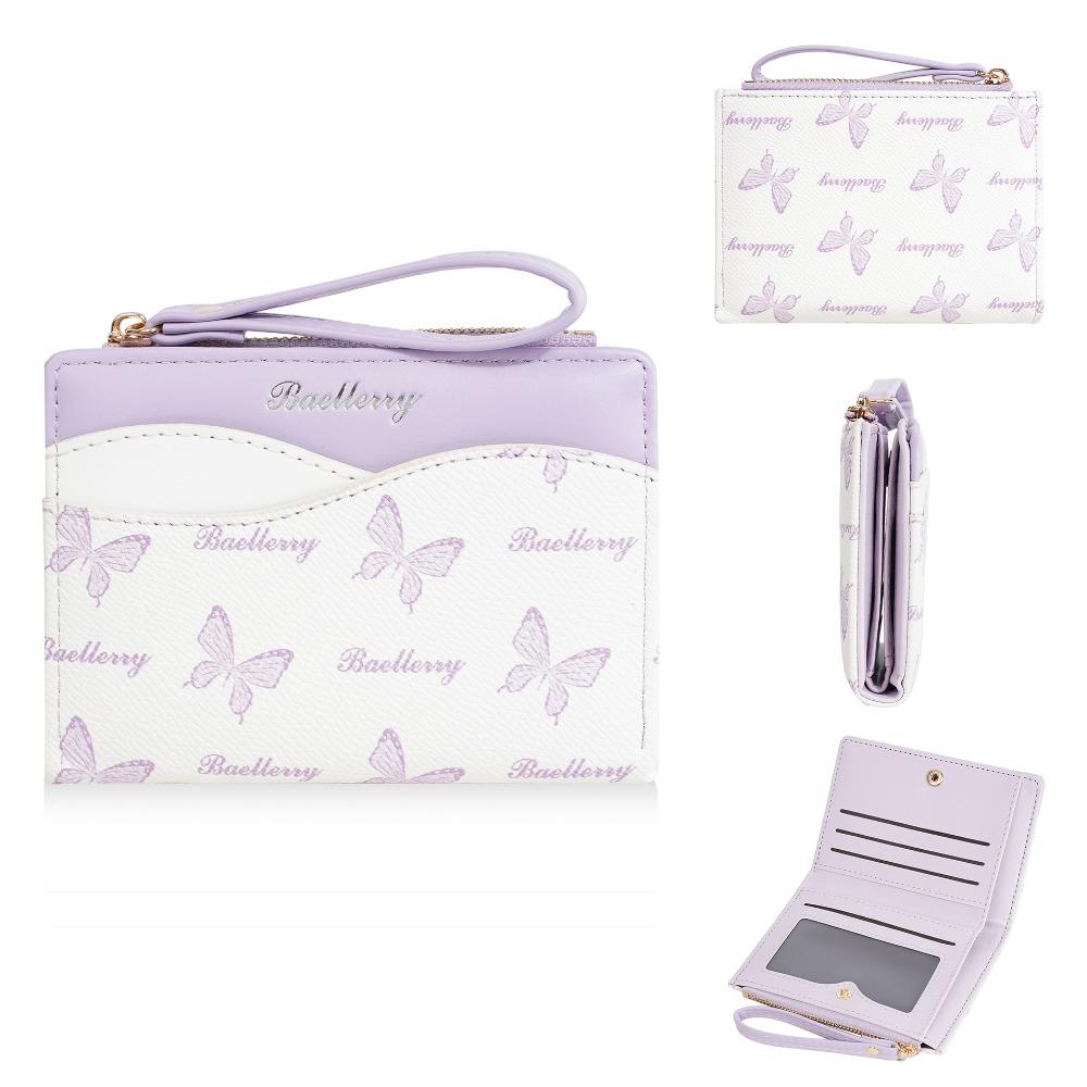 

Многокарточный слот Сумка для кредитных карт 2 сложения Мини-карман для монет Кошелек на молнии Студент фиолетовый