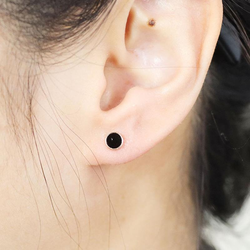 Exquisite Russian Purple Gold Korean Version Casual Fashion Round Ball Stud Earrings Rose Gold Plated Black Oil Drop Round Earrings