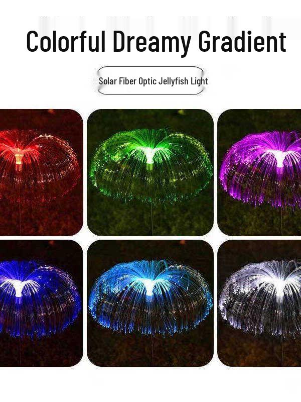 Outdoor Color-Changing LED Jellyfish Garden Lights with Solar Fiber Optics