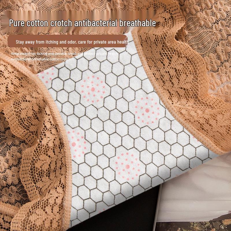 TikTok Women's Lace High-Waist Seamless Tummy Control Panties - Breathable, Thin, Plus Size Summer Briefs