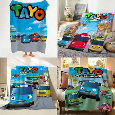 Movie Tayo The Little Bus Throw Flannel Throw Blanket Suitable for Sofa,Living Room,Bedroom
