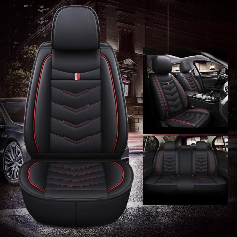 All-Season Seat Covers, Full Wrap PU Leather Seat Covers, Five-Seat Seat Cushions Full Set of Five-Seat Seat Covers Compatible with Five-Seat Vehicles