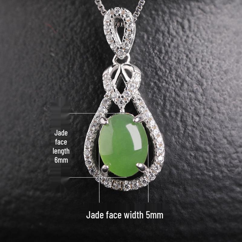 

Jadeite Jade Pendant with Certificate in Sterling Silver Filigree Setting Sterling Silver