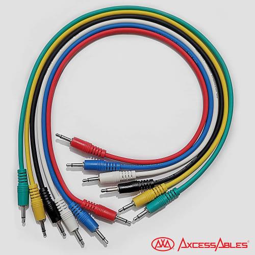 AxcessAbles 1/8" (3.5mm) TS Unbalanced Mono Patch Cables | Modular Synth Cords | TS Audio Cables | Eurorack Synthesizer Multicolored AUX Cords, 6-Pack