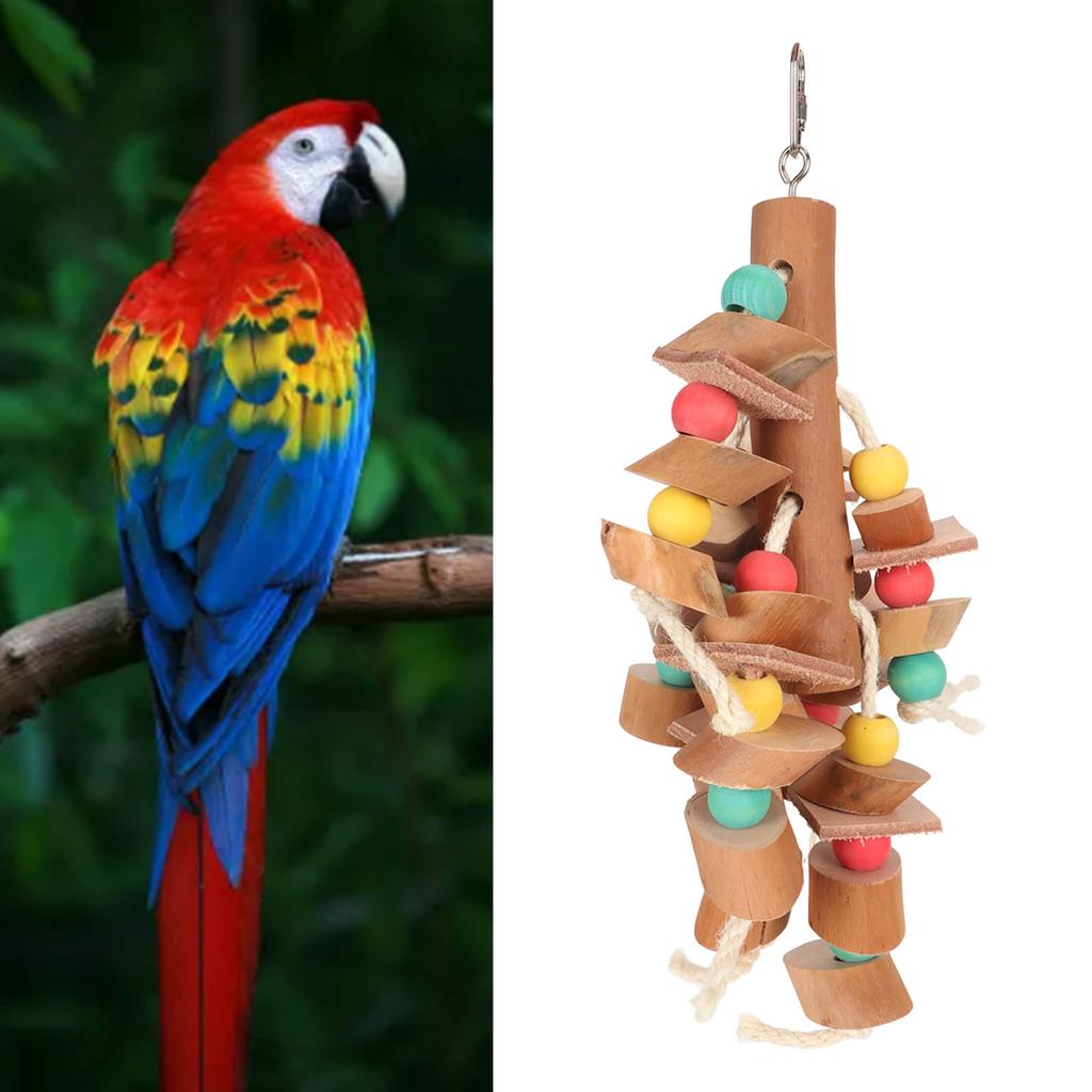 Bird Chew Toy Colorful Beak   Grinding Wood Blocks   Hanging Cage Toy for Small Bird Cockatiel Lovebird Budgie