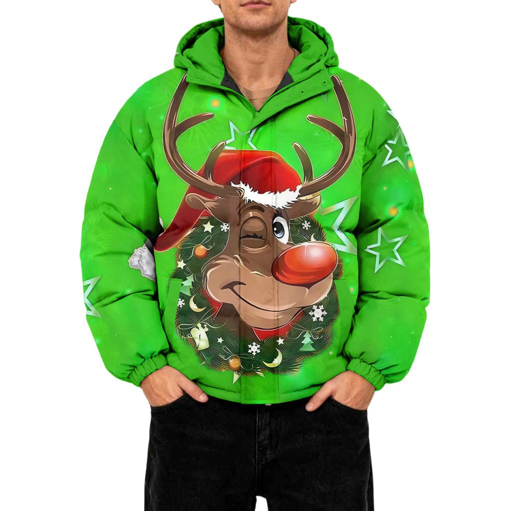 Men's Oversized Casual Down Jacket With Long Sleeves And Hood