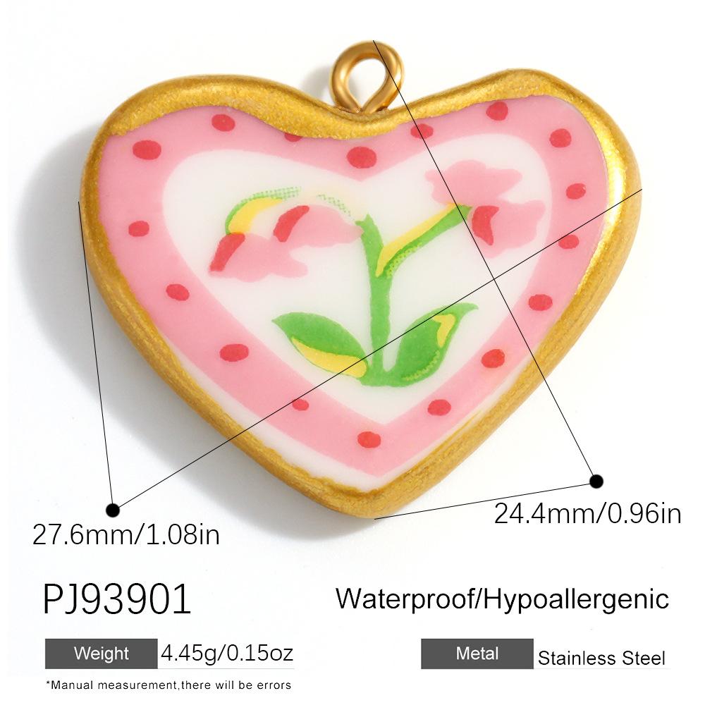 Stainless Steel Heart Cherry Fruit Flower Dog Colored Hand-painted Charms for Jewelry Making Necklaces DIY Material Colorfast