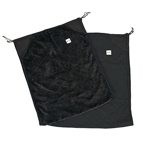 HOTEL CAMPS Cot Cover with Boa, 3-Layer Insulated Aluminum Sheet, Reversible, Can Be Used As a Blanket, and Machine Washable (Black)