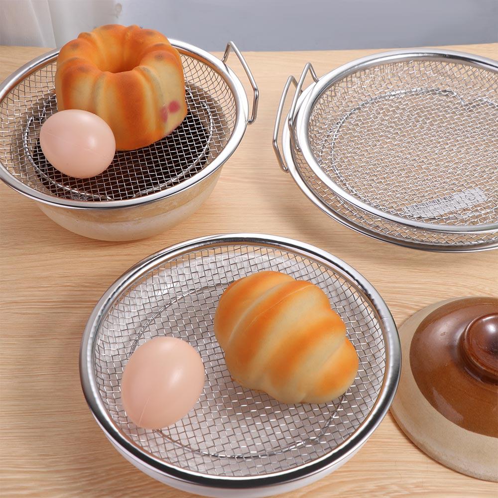 with Binaural Handle Stainless Steel Frying Filter Round Mesh Plate Fried Chicken