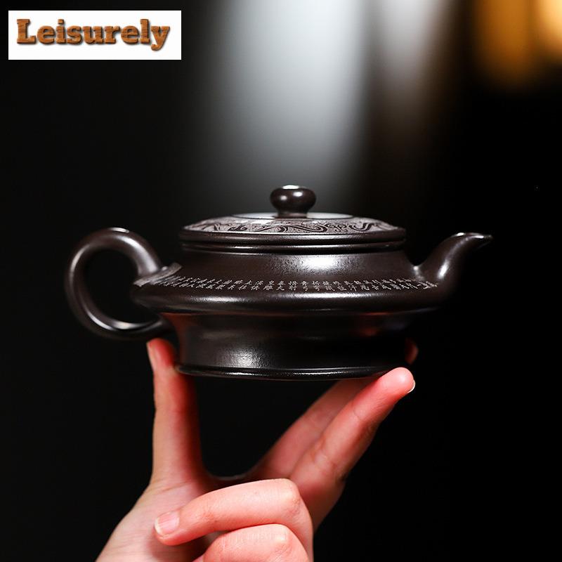230 ml Yixing Fialové hliněné čajové konvice Umělci Ručně vyráběná konvička Raw Ore Dahongpao Konvice na redukci praženého bahna s infuzérem Čajová sada Zisha