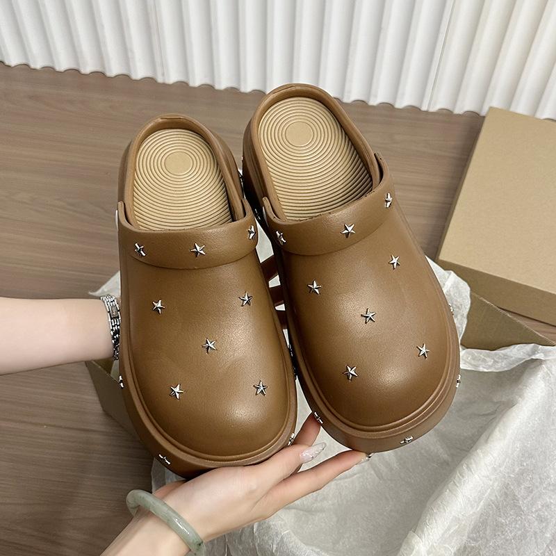 New thick-soled bag head cool slippers for women to wear summer fashion eva heightening hole shoes