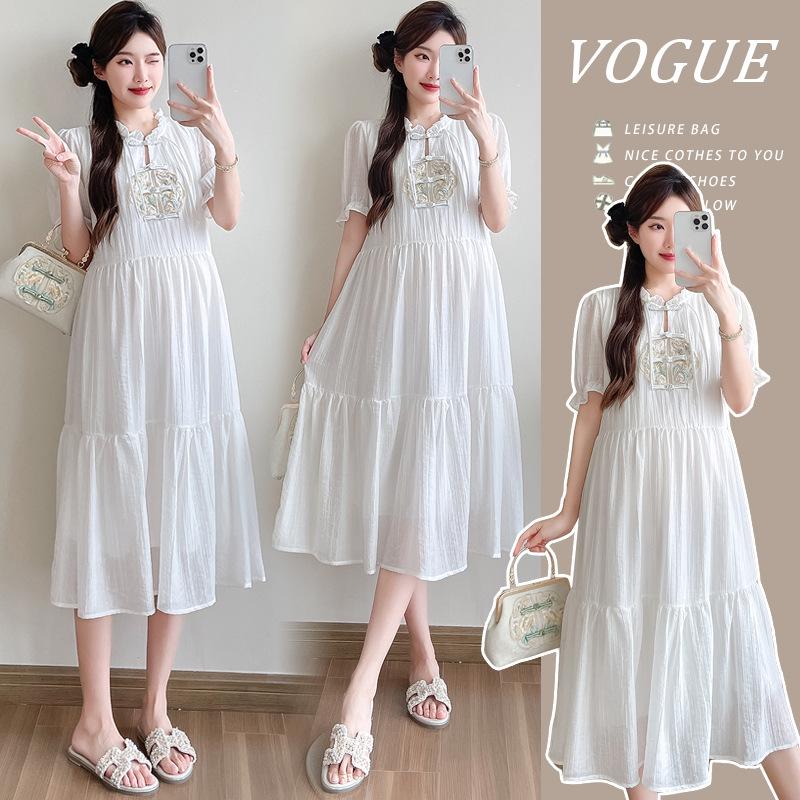 Elegant 2026 Chinese-Style Maternity Dress – Loose Fit, Generous Design XL слоновая кость