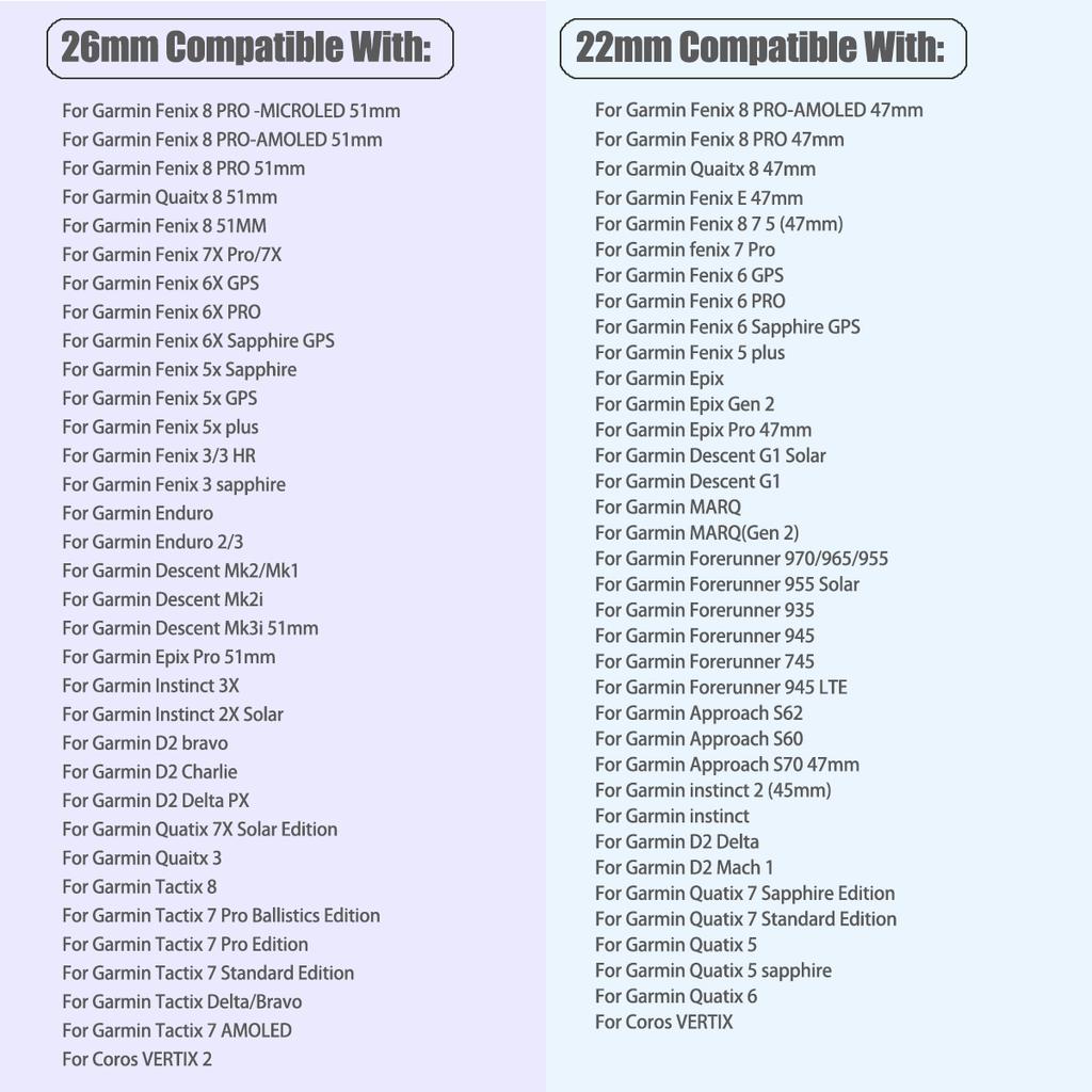 26 22mm Nylon Watch Strap for Garmin Fenix 8pro E 7X 7 6X 6 5plus/Forerunner 970 965 Quickfit Band Instinct 3 2X Loop Watchband